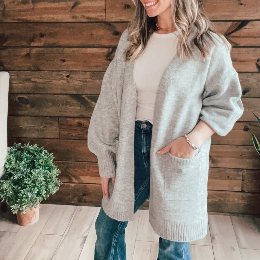 THE ASPEN HEATHER GREY CARDIGAN